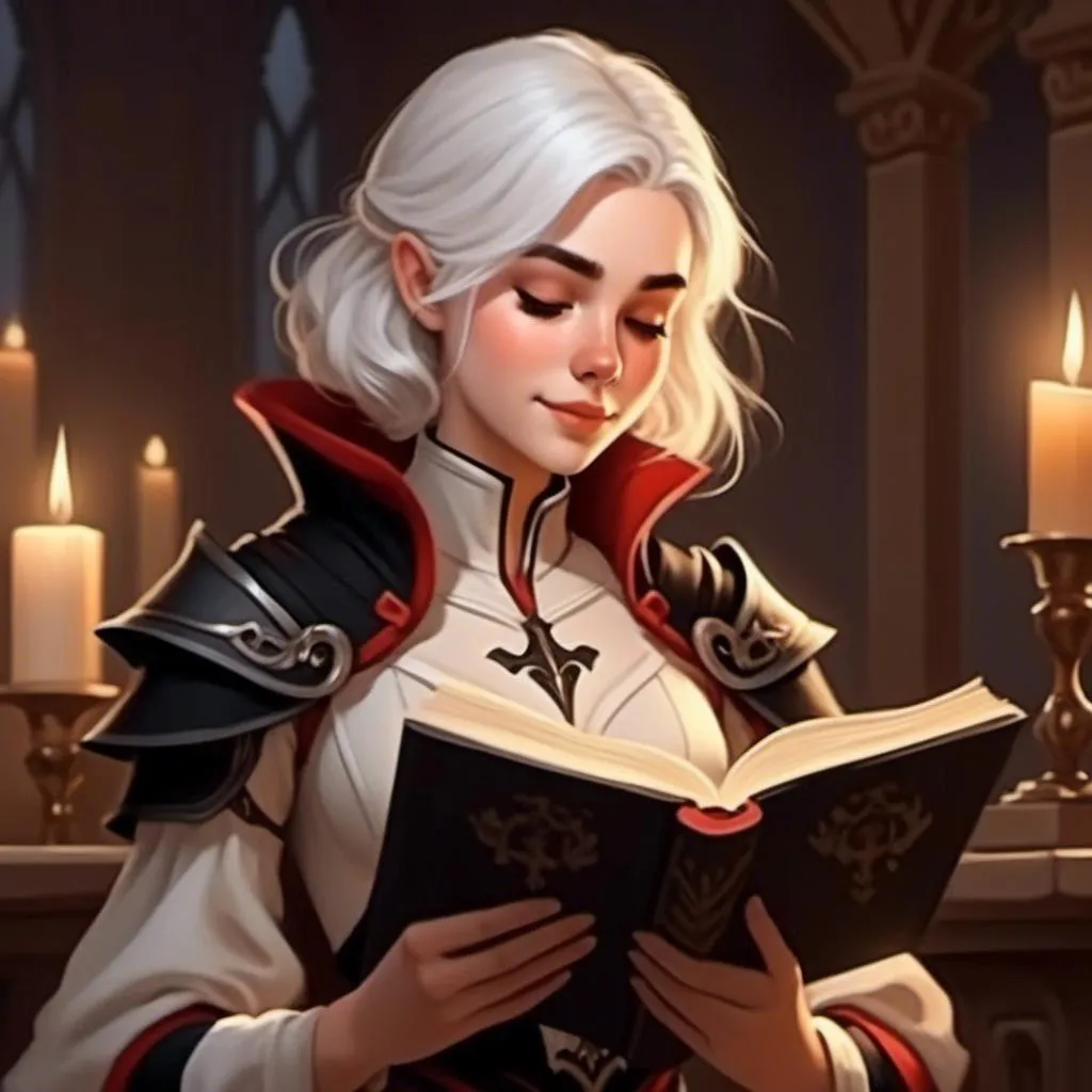 Prompt: <mymodel> normal ears, human girl, reading a book by candlelight