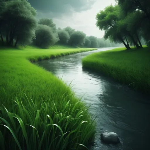 Prompt: river and Grass photoshop