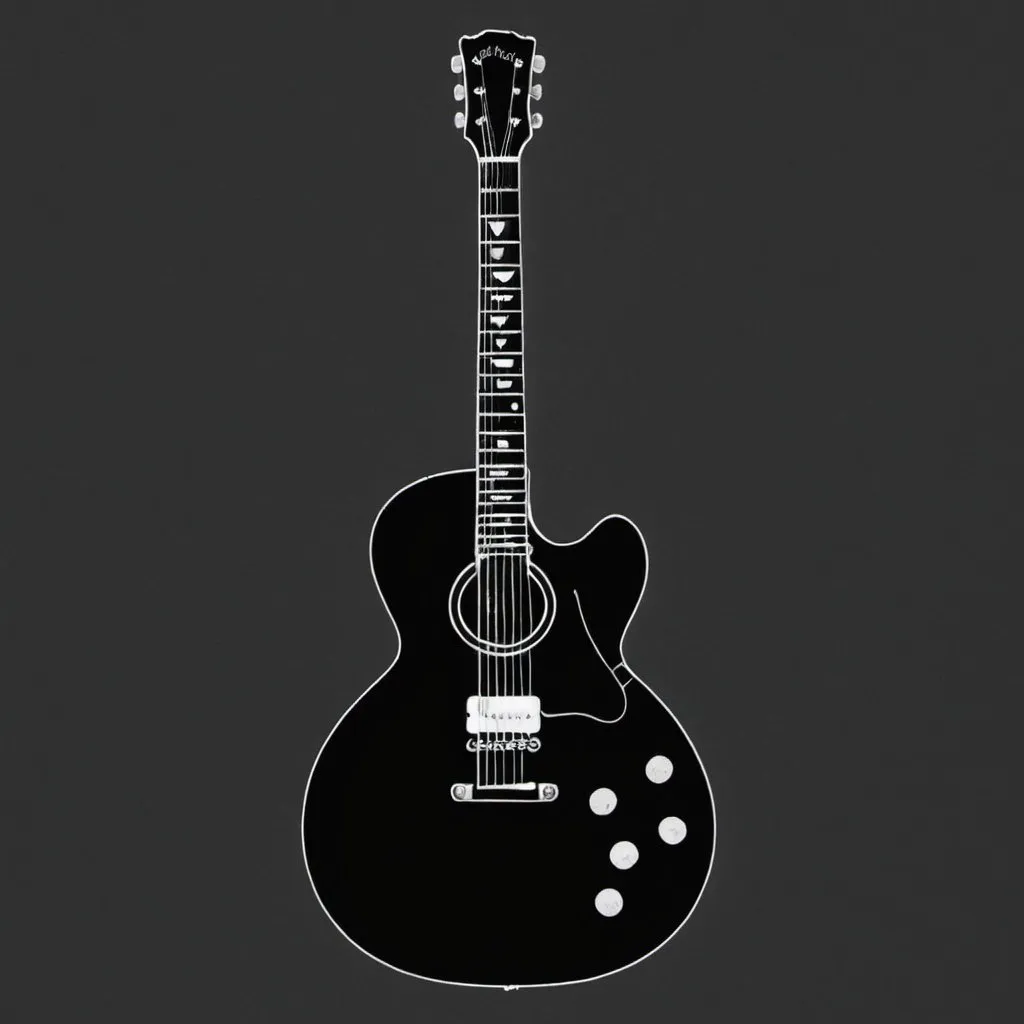 Prompt: simplistic black and white guitar album cover 