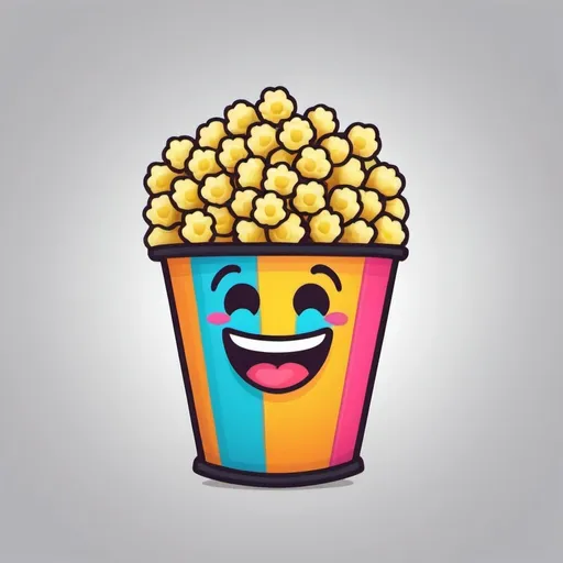 Prompt: Laughing popcorn emoji, logo, Vector, line art, easy for neon light
