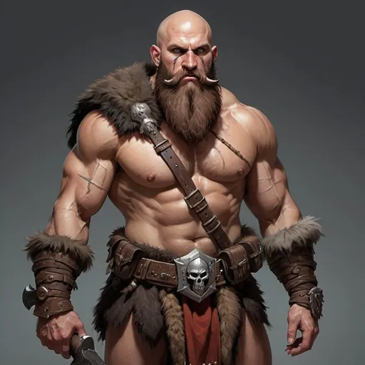 Prompt: Full length Barbarian bald beard dnd fantasy