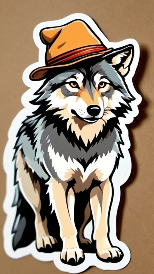 Prompt: Wolf with cute style hat

