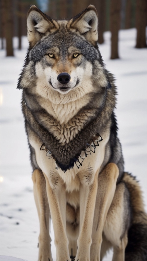 Prompt: Wolf with cute style hat
And freckles with a blue nose, and make it kind of a furry like fursuits and with earrings, and a nose piercing

