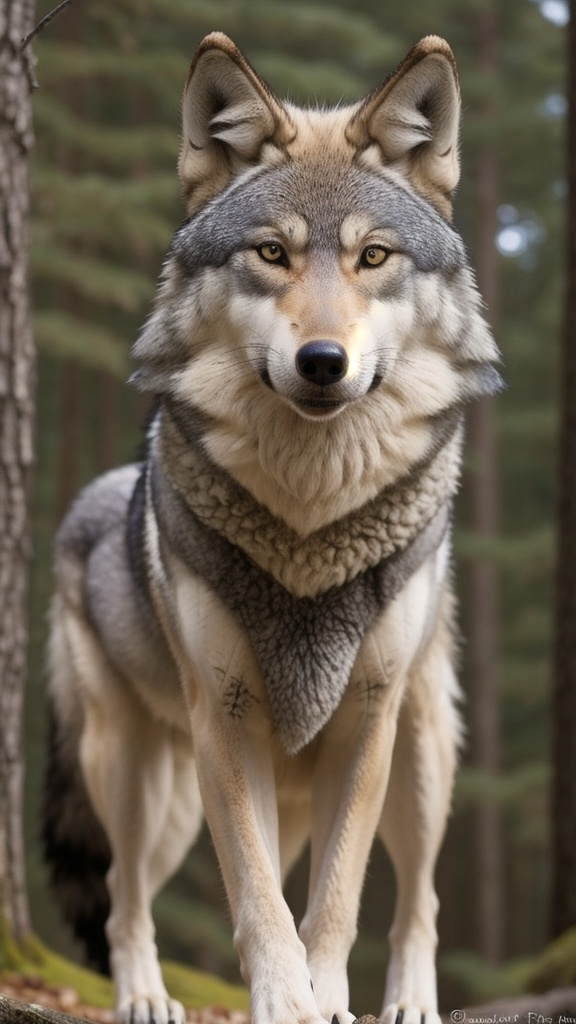 Prompt: Wolf with cute style hat
And freckles with a blue nose, and make it kind of a furry like fursuits and with earrings, and a nose piercing

