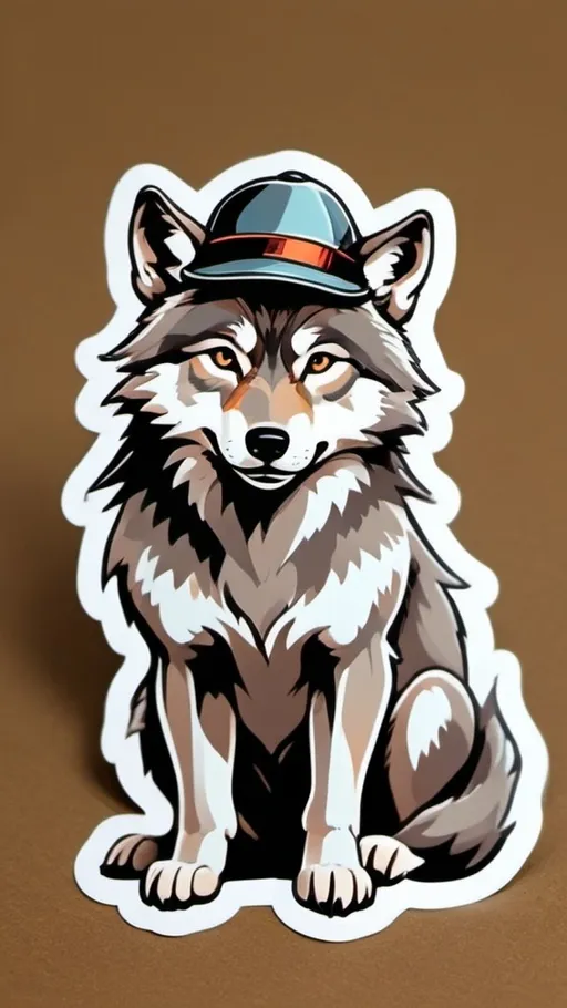 Prompt: Wolf with cute style hat

