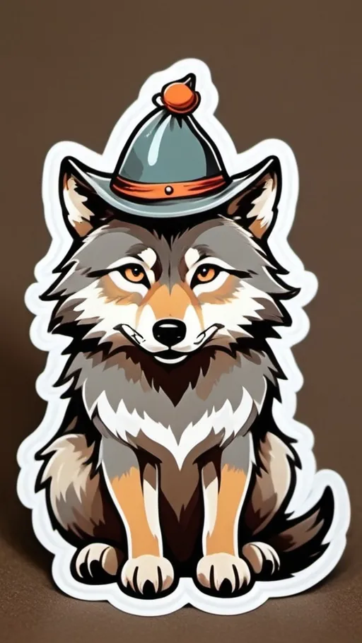 Prompt: Wolf with cute style hat

