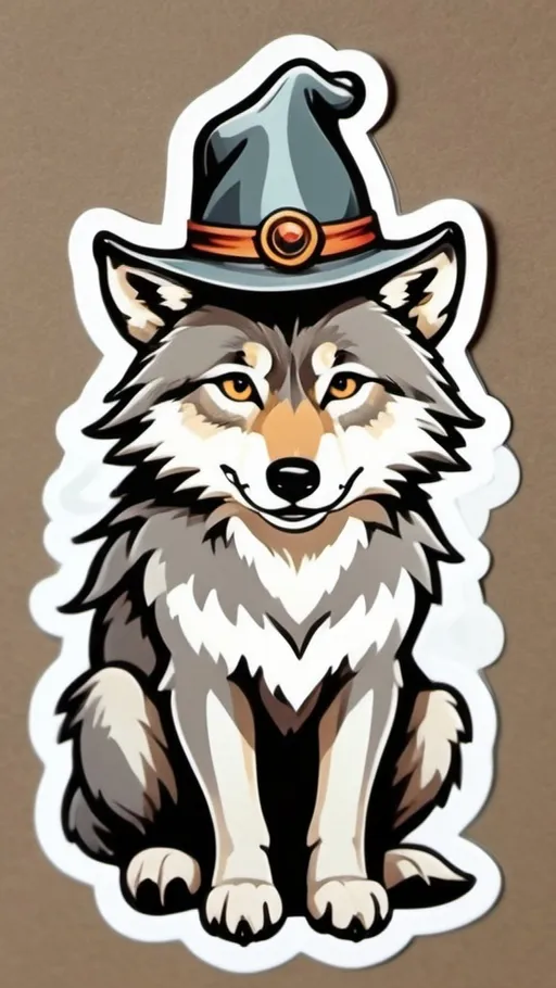 Prompt: Wolf with cute style hat

