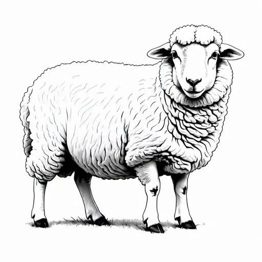 Prompt: Sheep outline drawing