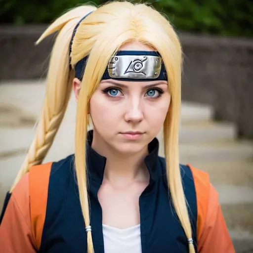 Prompt: young adult woman, wearing a naruto cosplay. in wise mode.