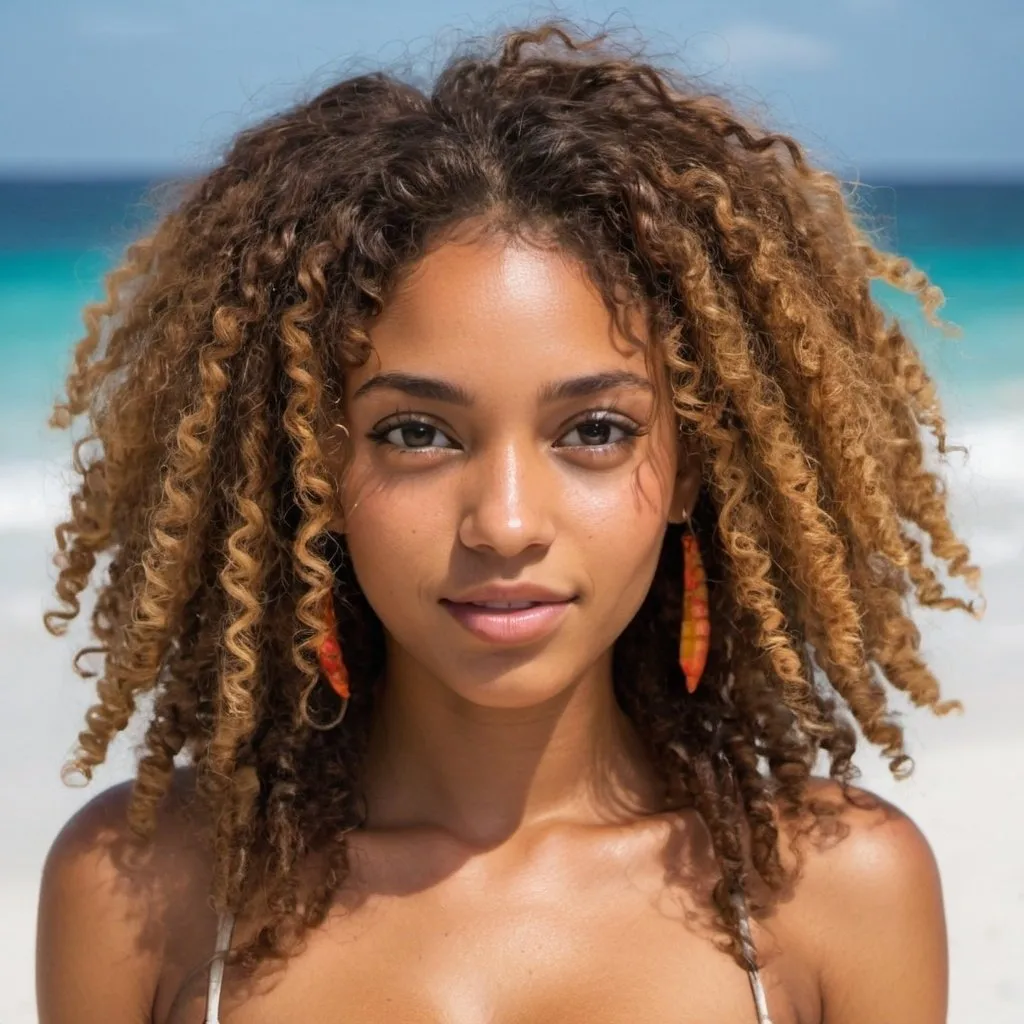 Prompt: hot caribean girl with curly hair