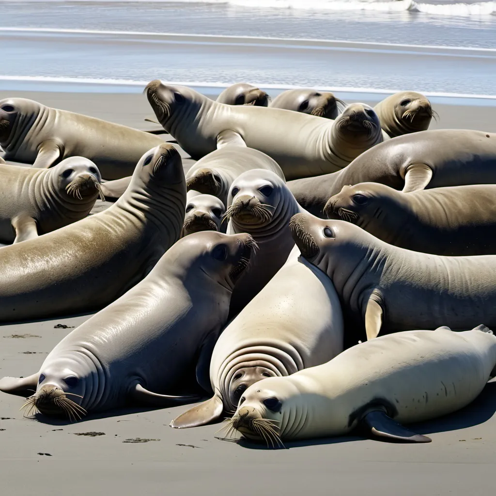 Prompt: elephant seals herd