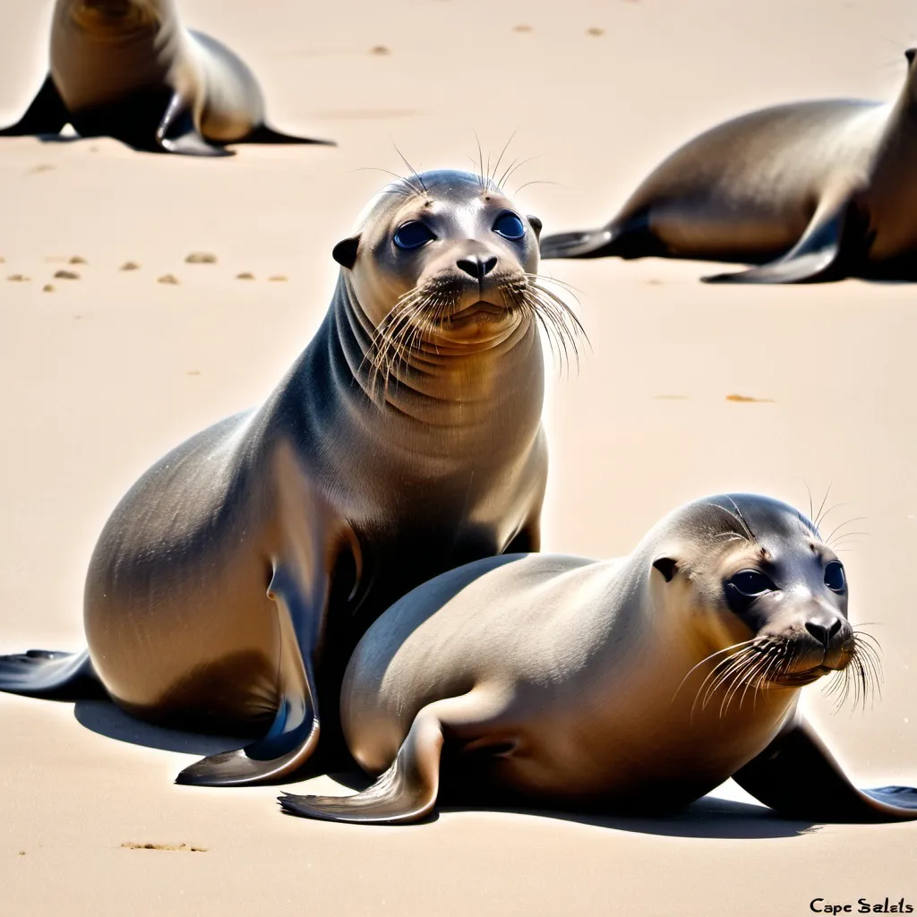 Prompt: fur seals of namibia seals stampeed, seals,seals fur seals, fur sea lions CAPE FUR SEALS