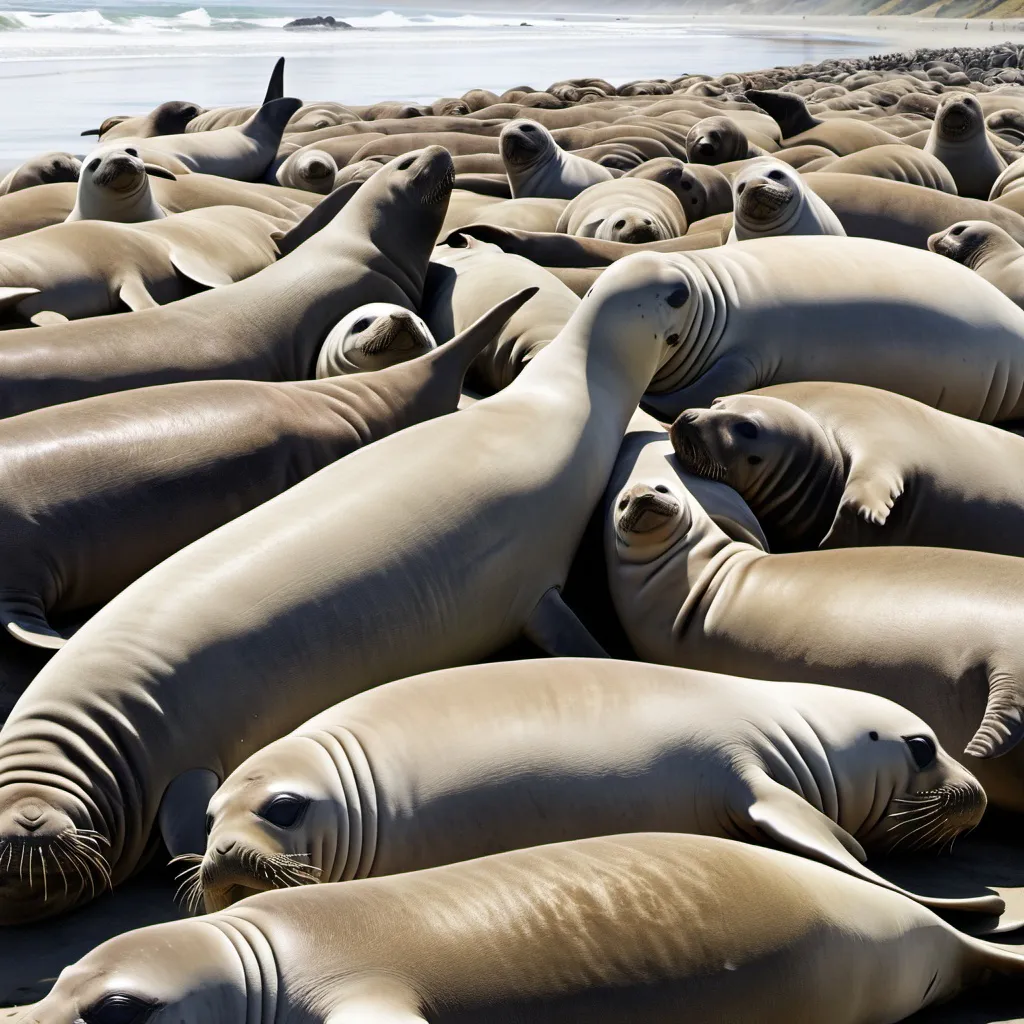 Prompt: elephant seals herd