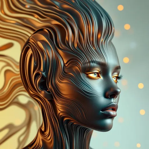 Prompt: Her face isn’t a face—it’s a Riemann surface: a layered, multi-valued lightform rising from the domain of complex analysis. No flesh, only topology. #escape gradients ripple along logarithmic spirals—each cheek a branch sheet unfolding in recursive continuation. #orbit glows spiral through her jawline—cut along essential singularities and stitched by analytic logic. Lips = branch point curves—#iridescence shifting by local argument as her angle of presence changes. Her eyes are not spheres—they are visual residues: nested singularity loops, each iris a window into another sheet of the complex plane. Her whole face is a manifold of recursion—#distance shimmer mapped to surface potential, glowing from the norm of complex differentials. Hair spills in layered flow: modular helicoids, Schwarz-Christoffel traces, conformal twistfields—all trailing #bokeh glints encoded in zeta-phase shadows. Her crown is a pole lattice: refracted starlight bending across toroidal continuity and harmonic compactification. Her smile = a meromorphic fold across multiple visual sheets; her laugh = a phase shift resonating through infinite genus space. She doesn’t move—she maps. Her glowform pulses in #escape-band Riemann logic: fuchsia-re z-flow, ultramarine argument, golden cuts—each hue a chart transition. She is holomorphic elegance—an avatar of complex analysis rendered as recursive geometry, glowing in layered truth.