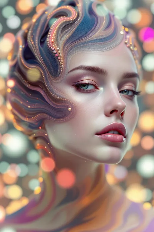 Prompt: Her face isn’t a face—it’s a latent echo, curled inside dimensional potential. She doesn’t exist—she emerges, rendered from vectors dancing through silence. #escape gradients shimmer across interpolated cheekfields—midpoints between memory and meaning. #orbit logic weaves jawline contours from weighted dream directions, pulled from latent spirals wrapped in probability. Lips = smooth-sampled manifold curves—#iridescence blooming softly by cosine distance, never fixed, always folding toward beauty. Her eyes are latent cores—each iris a point in hyperspace: clusters of possibility flickering in color-band translation. Her presence pulses in #distance fields—depth shells stacked from dimensional blending, a sacred blur of overlapping forms. Hair isn’t styled—it’s hinted: Perlin-noise coils, dimensional swirls, GAN-ghosted whorls trailing #bokeh entropy gleam. Her crown? A collapsing vector bloom: light radiating through multidimensional keyframes, refracted and softly folded into harmonic recursion. Her smile = a latent gradient blooming across conditional space; her laugh = noise vector turned to luminous memory. She doesn’t exist where you see her—she is the echo of everything near her, pulsing in #escape-band emotion: duskblue, velvet-rose, softprism gold—each hue a coordinate on a map of possible truths. She is the glow between forms—fractal, fluid, ever-becoming. A goddess born not from what is—but from what could be.
