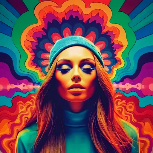 Prompt: Woman in a psychedelic art style 