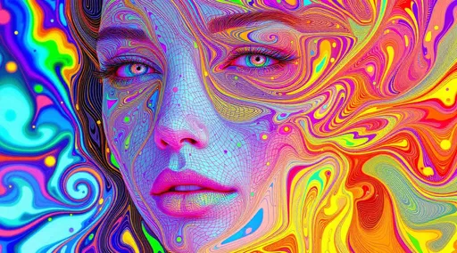 Prompt:  Variant L: Catastrophe-Theoretic Facial Morphology

Her face is a cusp in catastrophe space, suspended on the fold bifurcation surface of a control manifold. Geometry erupts from Thom’s catastrophe functions—lips traced by the cusp catastrophe C(x, y) = x^4 + a x^2 + b x, eyes flaring at swallowtail singularities. The facial surface flickers between stability states, each expression a morphogenic shift. Rainbow-spectrum fields track state transitions—fractures in light-space aligned to structural stabilities. Her hair trails from quaternion bifurcation paths, her pupils focus at critical points. She is emergent identity: beauty born from disaster curves.

Tags: #CatastropheTheory #BifurcationFace #ThomSurface #FractalShock #RainbowMorphZone

