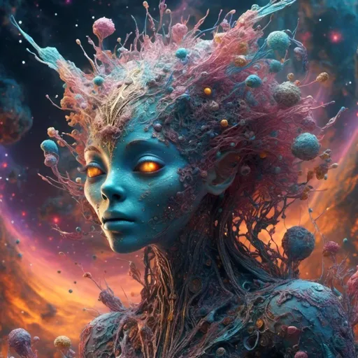 Prompt: extremely hyperrealistic living creature, monster, being, entity, celestial, galaxy, stars, nebula, space, asteroids, suns, planets, space dust, God goddess diety extremely high detail, extreme high texture<mymodel>