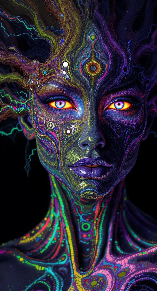 Prompt: Her face is a p-adic fractal embedded in ultrametric space, structured by the field of \mathbb{Q}_p. Her form is hierarchical, self-similar, and totally disconnected—each facial feature defined by a nested valuation |x|_p = p^{-k}. Skin appears as recursive residue classes, layered through digits of p-adic expansions. Rainbow-spectrum fields encode base-p shifts: colors modulate by additive carries through fractal depth. Her eyes are convergences of divergent sums; her hair unfolds via quaternionic branches in p-adic trees. She is number-space personified: strange proximity in infinite difference.

Tags: #pAdicFace #UltrametricBeauty #FractalFieldModP #RainbowExpansion #QuaternionBranching
