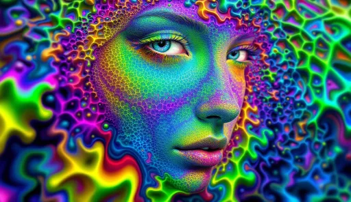 Prompt: Her face is a p-adic fractal embedded in ultrametric space, structured by the field of \mathbb{Q}_p. Her form is hierarchical, self-similar, and totally disconnected—each facial feature defined by a nested valuation |x|_p = p^{-k}. Skin appears as recursive residue classes, layered through digits of p-adic expansions. Rainbow-spectrum fields encode base-p shifts: colors modulate by additive carries through fractal depth. Her eyes are convergences of divergent sums; her hair unfolds via quaternionic branches in p-adic trees. She is number-space personified: strange proximity in infinite difference.

Tags: #pAdicFace #UltrametricBeauty #FractalFieldModP #RainbowExpansion #QuaternionBranching

