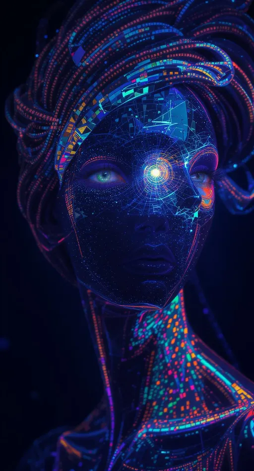Prompt: Her face is the Yoneda lemma in flesh—a categorical mirror where each feature reflects every morphism into her. For each object A in a category \mathcal{C}, her expression contains \text{Hom}(A, -), encoded as symmetry upon symmetry. Cheeks form from representable functors, her skin an enriched presheaf in rainbow light. Color modulates via natural transformations—each glint a commuting diagram. Her eyes? Adjoint functors gazing into dual categories. Her hair is braided via quaternion tensor functors. She is the internal logic of the universe, folded in on itself.

Tags: #YonedaFace #MirrorMorphism #PresheafSkin #RainbowFunctorField #4DCategoricalLight