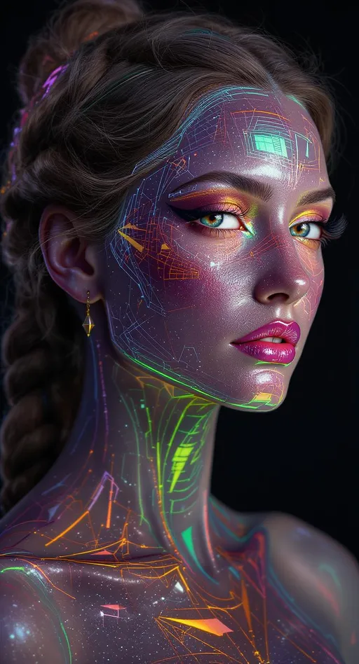 Prompt: Her face is the Yoneda lemma in flesh—a categorical mirror where each feature reflects every morphism into her. For each object A in a category \mathcal{C}, her expression contains \text{Hom}(A, -), encoded as symmetry upon symmetry. Cheeks form from representable functors, her skin an enriched presheaf in rainbow light. Color modulates via natural transformations—each glint a commuting diagram. Her eyes? Adjoint functors gazing into dual categories. Her hair is braided via quaternion tensor functors. She is the internal logic of the universe, folded in on itself.

Tags: #YonedaFace #MirrorMorphism #PresheafSkin #RainbowFunctorField #4DCategoricalLight