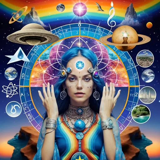 Prompt: <mymodel>The age of Aquarius , new age, zodiac, expressed in a psychedelic style 
1. Water Bearer
2. Waves
3. Air Element
4. The Star (Tarot Card)
5. Uranus
6. Electric Blue
7. Lightning Bolt
8. Futuristic Cities
9. Technology and Gadgets
10. Social Movements
11. Aquatic Animals
12. Crystal Grids
13. Space and the Universe
14. Psychedelic Art
15. Rainbows
16. Eco-friendly Innovations
17. Symbols of Freedom
18. Humanitarian Symbols
19. Musical Notes or Instruments
20. The Hippie Movement
21. Alternative Communities
22. Ancient Symbols of Knowledge
23. Aliens and UFOs
24. Quantum Physics Imagery
25. Mind Maps or Brainstorming Sessions
26. Inventors and Visionaries
27. Geometric Patterns
28. Virtual Reality (VR) and Augmented Reality (AR)
29. Astrological Chart
30. The Universe in the Palm of a Hand