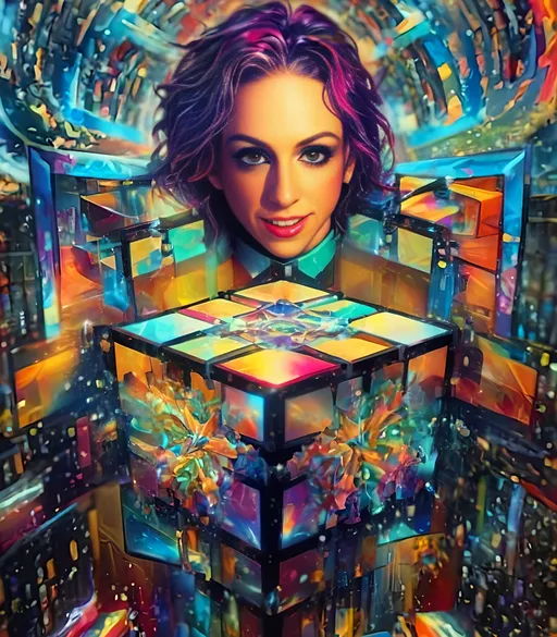 Prompt: Psychedelic hypercube tesseracts undulating in the ether, multidimensional tesseract, interdimensional geometric shape, vibrant and surreal colors, high definition, digital art, abstract, iridescent lighting, morphing and shifting, mind-bending visuals, kaleidoscopic patterns