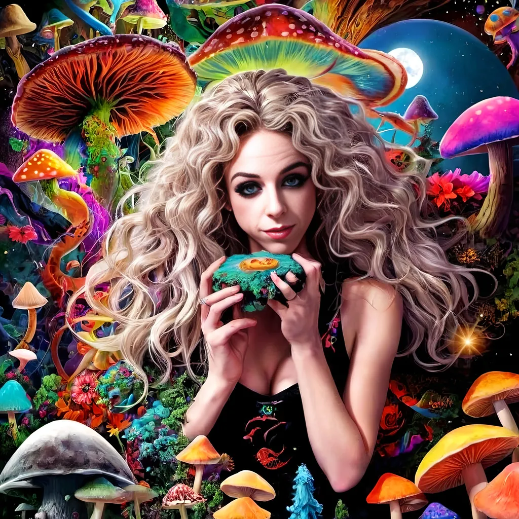 A psychedelic trippy bright colorful vivid black lig...
