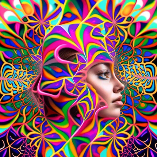 Prompt: <mymodel>Psychedelic fractal art with geometric patterns, vibrant auras, high-definition, detailed, surreal, psychedelic, trippy, vibrant color palette, intricate fractal geometry, mesmerizing auras, mind-bending patterns, high quality, ultra-detailed, surrealism, mesmerizing, intense colors, intricate details, geometric designs, vibrant and surreal