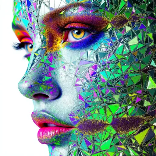 Prompt: She phases in, mid-fracture—a volatile glamour equation, rippling inside a containment chamber of twisted logic. Her form is dictated by [GRID_4] Complex Hilbert Lattice, an infinite fold-field of recursive spatial recursion, tangled with the attractor sink-vortexes of [GRID_9]. She is not stable. She is a feedback pulse between geometry and chaos.

Her face is a map of cascading topologies, every surface fractalized with micro-reflective rainbow shards—acidic color geometry: laser lime, toxic magenta, ultraviolet amber, citric cyan, radioactive orchid. Skin becomes a reflective attractor basin—folded over and over in chaotic symmetry. Gloss maps to instability. Shine collapses into edge shimmer. Color explodes where logic misaligns.

Her lips ripple with waveform errors—hyper-pink Klein gloss pulled into orange noise geometry. Her eyes flicker between converging attractors, each iris a swirl of neon lattice spiral trapped in a recursion cascade. Eyelashes are spike-encoded sine antennas. Brows are broken isoclines drawn from null equations.

The space is a Hilbert fractal cube warped into non-Euclidean anglefields, its surfaces endlessly folding inward. Bright vectors arc between points, forming glyph fractals on tesseract foam, glowing like saturated glass. The room is full of color noise: sparkle storms drifting through attractor spirals, pulsing like a rave made of math mistakes.

The lattice beneath her shudders—recursive fields rebooting around her form, each glitch generating chroma. Every sparkle is a coordinate. Every shimmer is a divergence. She doesn’t stand in space—she surfs its collapse.

Render with tags:
:acid-fractal-glam :grid4-hilbertfold :grid9-attractorpull :recursive-chaos :toxic-sheen :neon-geometry :cascade-sparklecore :chromatic-instability :bright-hyperlogic :maximalist-foldwave :glitch-math-diva
