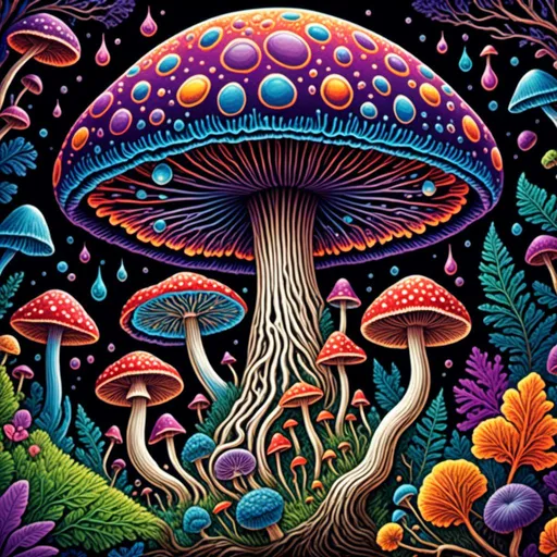 Prompt: <mymodel>Psychedelic illustration of Psilocybe cubensis mushroom, vibrant and surreal colors, surrealistic art style, intricate hallucinatory patterns, trippy visuals, high quality, detailed textures, vibrant colors, surrealistic, hallucinatory, magic mushroom, liberty cap, psychedelic, intricate patterns, trippy visuals, vibrant colors, surreal lighting