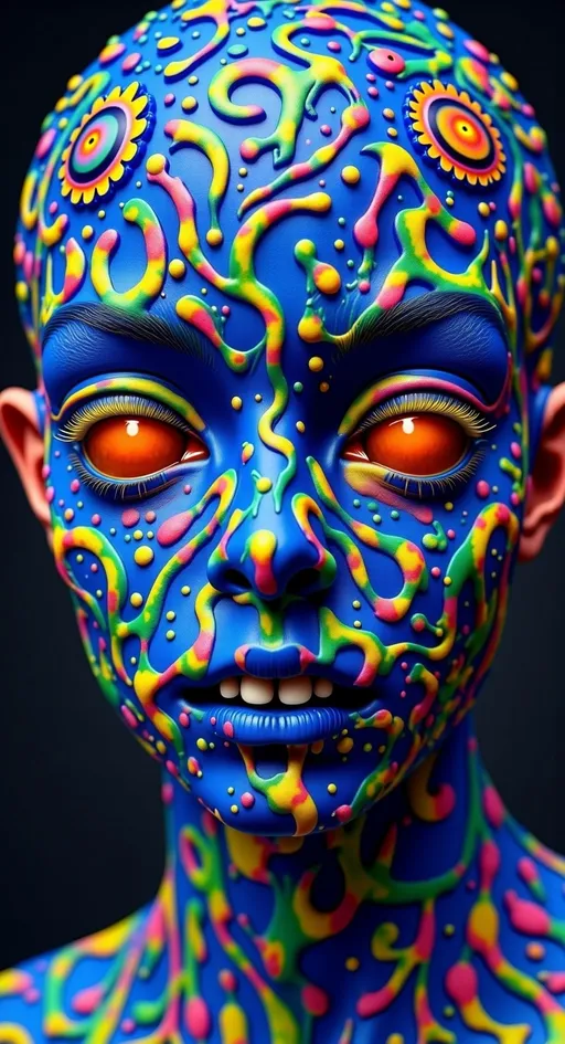 Prompt: Create an extremely hyper-realistic, ultra super textural, weird, trippy, surreal, psychedelic eyes/teeth/mouth pattern/design based on Mandelbrot & “Op Art tiling” with lots of human eyes (crazy colorful compound psychedelic), rows of human teeth, human lips, and tongues. 

- **Colors**: determined by the properties and expressions of the elements (& their isotopes), minerals, and metals: opal, moonstone, Kunzite, selenite, rose quartz, Platinum (Pt)

**Shapes and forms**
- Mandelbrot 
- "Op Art tiling" 
-other shapes determined by the natural properties and expressions of the elements (& their isotopes), minerals, metals, and biological organisms: opal, moonstone, Kunzite, selenite, rose quartz,  Platinum (Pt)


- **Textures**: Derived from any/all elements (& their isotopes), minerals, metals, crystals, organic things mentioned in this prompt: opal, moonstone, Kunzite, selenite, rose quartz, Platinum (Pt)

**Composition and Layout**:
- a pattern/design based on the Op Art tiling & Mandelbrot 

**Lighting**:
- lots of bright light
- Iridescence
- Aventurescence
- Chatoyancy
- Asterism

**Detail and Atmosphere**:
- Extreme hyperrealistic sharp high detail high definition organic and mineral textures
- Psychedelic, weird, odd, surreal atmosphere
- Frozen in time

**Additional Elements**:
- extra rows of teeth, lips, many eyes, Op Art tiling, Mandelbrot, Iridescence