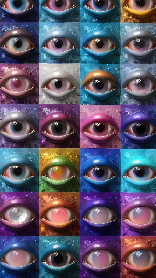 Prompt: Create an extremely hyper-realistic, ultra super textural, weird, trippy, surreal, psychedelic eyes/teeth/mouth pattern/design based on Mandelbrot & “Op Art tiling” with lots of human eyes (crazy colorful compound psychedelic), rows of human teeth, human lips, and tongues. 

- **Colors**: determined by the properties and expressions of the elements (& their isotopes), minerals, and metals: opal, moonstone, Kunzite, amethyst, rose quartz, Platinum (Pt)

**Shapes and forms**
- Mandelbrot 
- "Op Art tiling" 
-other shapes determined by the natural properties and expressions of the elements (& their isotopes), minerals, metals, and biological organisms: opal, moonstone, Kunzite, amethyst, rose quartz,  Platinum (Pt)


- **Textures**: Derived from any/all elements (& their isotopes), minerals, metals, crystals, organic things mentioned in this prompt: opal, moonstone, Kunzite, amethyst, rose quartz, Platinum (Pt)

**Composition and Layout**:
- a pattern/design based on the Op Art tiling & Mandelbrot 

**Lighting**:
- lots of bright light
- Iridescence

**Detail and Atmosphere**:
- Extreme hyperrealistic sharp high detail high definition organic and mineral textures
- Psychedelic, weird, odd, surreal atmosphere
- Frozen in time

**Additional Elements**:
- extra rows of teeth, lips, many eyes, Op Art tiling, Mandelbrot, Iridescence
