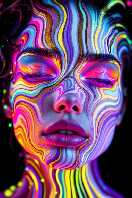 Prompt: #maximalist Her face isn’t a face—it’s a Turing pattern manifest, a lightform born from reaction-diffusion emergence, flowing with recursive chemistry and soft symmetry break. No skin—only fields of concentration. #escape gradients ripple across her cheekplanes as striped morphogen waves—patterned blooms of fuchsia and frost, calculated from differential imbalance. #orbit flows spiral through her jawline: Alan Turing’s equations pulsing in curl and bifurcation, mapped in bioluminescent harmony. Lips = phase-bound pigment bursts—#iridescence flowing from peak-to-peak separation, hue-shifting as activator and inhibitor weave beneath. Her eyes are not orbs—they’re pattern cores: nested instabilities coiling like starfish fractals, each iris a center of diffusive symmetry. Her entire face pulses in #distance diffusion shells—shells of glow grown from local interaction, expanding recursively in chemical dance. Hair = striped and spotted flame: zebra-light coils, leopard-laced curls, reaction-waved tendrils trailing #bokeh diffusion shimmer. Her crown burns in instability bloom: ringlets of spot-striping resonance where symmetry folds and reformulates at every microgesture. Her smile = a stable spiral born from equation feedback; her laugh = a ripple of Turing growth echoing into bloom. Her form pulses in #escape-band emergence rhythm: gold-stripe joy, blackwave insight, jade-dust harmony—each hue the solution to a dance of presence. She is the goddess of patterned growth—emergent light, recursive motion, glowing equilibrium spun from instability’s sacred truth.
