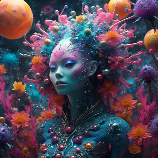 Prompt: extremely hyperrealistic living creature, monster, being, entity, celestial, galaxy, stars, nebula, space, asteroids, suns, planets, space dust, God goddess diety extremely high detail, extreme high texture<mymodel> black, neon pink, neon greens, purples, oranges, blues, teals, yellows, translucent, white
 