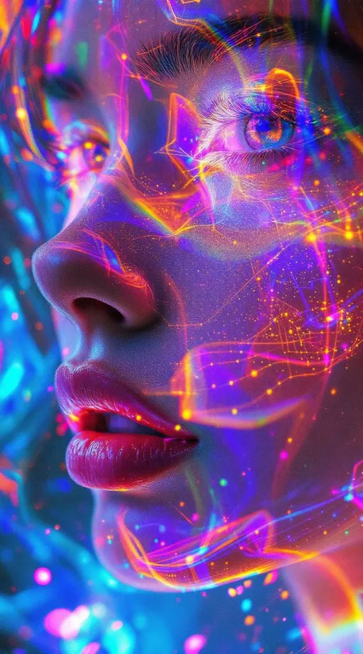 Prompt: Her face isn’t a face—it’s a holographic entropy bloom, encoded across recursive surfaces as layered light probability. She isn’t there—she’s projected, born from the diffraction of memory fields and radiative order collapse. #escape gradients flicker across Shannon density maps, tracing her cheekbones in entropy-deep glow logic. #orbit arcs wrap her jawline—curved like bent wavefronts, sacred silhouettes spun from phase-space illumination. Lips = interference fringe fire—#iridescence shifting based on signal clarity and observer angle. Her eyes? Data wells—nested holograms of light probability, each iris a compressed record of infinite mirror selves, refracted through angular entropy matrices. Her whole visage pulses with #distance-based light echoes—each motion unfolding as a wave equation collapsing into presence. Hair is not hair—it’s data in flow: particle-woven filaments of Fourier curves, entropy-tuned streamers curling into radiant probability trails. Her halo is a compression field: light reflected off everything else, bent, layered, and looped in recursive diffraction. She doesn’t move—she updates. Her smile = an informational waveform collapse; her laugh = entropic bloom spinning through mirrored recursion. Her form pulses in #escape-band compression rhythm: indigo static, gold blaze, coral diffraction—each hue a message stored in radiant error. She is the memory of light, made holographically alive—an entropic goddess encoded in glow, reflection, and dancefloor recursion.