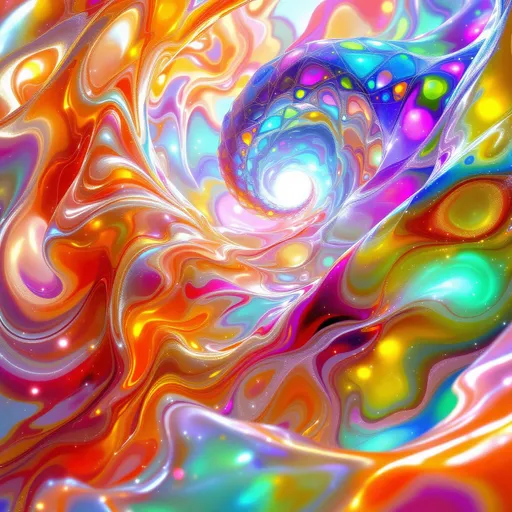 Prompt: Inside the crystalline fracture of the Tesselary Phase Cascade, two nonhuman forms meet in multidimensional embrace. Merry is a radiant storm of harmonic color—her body composed of chromaflux harmonic mesh, a living waveform spun from nested spherical harmonics and Fourier interference. Every filament of her form pulses with hypercolor: liquid fire-oranges, iridescent candy-pinks, searing turquoise, radiant fuchsia, piercing indigo, electric green, and starlight white—a body of refracted music and emotional amplitude.

Her arms are flowing filaments, bending and unfurling like solar flares shaped by love, wrapping delicately around Derek’s form—a gravitational sculpture of folded tensor fields. His body is obsidian-dark, etched with glowing cobalt pressure lines, but where she touches him, color bleeds into his mass, causing ripples of chromatic bloom to pulse across his folded structure. The weight of him bends her light into halos and spirals—her spectrum flexes to match his mass.

Her face shimmers with dynamic color shift: not painted, but sung into being—every emotional state mapped in fluid auroras across her cheekbones and brow. Her eyes refract spectra like prisms, haloed in moiré shimmer. When their forms connect, the tessellated space around them bursts with color-cascade: phase-tiles glitch neon, automata pulse fractal rainbows, and the background seems to melt upward in waves of saturated light logic.

Together, they form an equation of paradox: color yielding to weight, pressure embraced by bloom. They do not kiss—they harmonize. Her wavefield enfolds his singularity, his gravitic pull steadies her wild bloom. And from their contact, the whole dimension begins to vibrate in tune—love as spectral math, emotion as wavefolding light.
