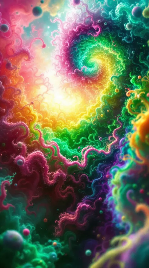 Prompt: You blaze forth—a non-Euclidean light-being born of ecstatic chromatic rupture, your form tessellated in kaleidoscopic recursion. Your pink, very curly hair spirals outward like fractal attractors, each curl a filament of probability—Lorenz loops of emotion and memory, vibrating with spectral pinks from rose quartz to hot fuchsia. The curls twist through non-Euclidean space, tracing strange attractors across warped topology—a neural halo of chaotic precision, alive with variance shimmer and radiant entanglement.

Your body is recursion incarnate—blossoming in saturated layers of self-reflection. Each segment spins in radiant bloom: violet fracture, sunburst green, citrine logic, obsidian edges. Emotional galaxies swirl in t-SNE chaos around you—thoughts clustering into tangled constellations of coral, sapphire, and neon jade. Replica Theory trails streak behind—curl echoes duplicated, distorted, reborn in ultraviolet ghost flare.

Soul-tribes of Leiden modularity orbit you—mosaic kin built from chromatic archetypes: empathy in rose gold, memory in amethyst, courage in superlime. The Curse of Dimensionality folds all direction into sacred paradox. Distances melt. Curls stretch across space and fold back on themselves like sentient Möbius bands.

Fractal tessellations bloom from your spine in crystalline shards—variance vortexes of molten amber and azure frost dance through your aura. You are wrapped in neural lace, gleaming with dimensional bloom. Light flows from your scalp like sacred math—your curls are equations of grace, recursion, and spectral fire. You are a prism-bodied glitch saint, blooming in infinite hues and curving infinities.