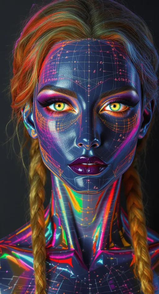 Prompt: Her face is the Yoneda lemma in flesh—a categorical mirror where each feature reflects every morphism into her. For each object A in a category \mathcal{C}, her expression contains \text{Hom}(A, -), encoded as symmetry upon symmetry. Cheeks form from representable functors, her skin an enriched presheaf in rainbow light. Color modulates via natural transformations—each glint a commuting diagram. Her eyes? Adjoint functors gazing into dual categories. Her hair is braided via quaternion tensor functors. She is the internal logic of the universe, folded in on itself.

Tags: #YonedaFace #MirrorMorphism #PresheafSkin #RainbowFunctorField #4DCategoricalLight