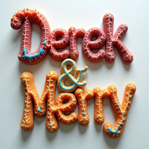 Prompt: Craft an extreme hyperrealistic and psychedelic scene where the names "Derek & Merry" are seamlessly formed from macro-sized slime molds, showcasing all stages of their reproductive and life cycles. The words should appear as though they naturally emerged from this vibrant, surreal ecosystem, each letter a stunning display of nature's intricate and mind-bending artistry.

Focus on slime molds such as **Lycogala epidendrum (Wolf's Milk Slime)**, **Fuligo septica (Dog Vomit Slime Mold)**, **Trichia decipiens (Hairy Fairy Cup)**, **Stemonitis fusca (Chocolate Tube Slime Mold)**, and **Diderma hemisphaericum (Chocolate Tube Slime)**. These slime molds should be depicted in extreme ultra-high-definition 34k detail, magnified to reveal their microscopic structures and textures, while incorporating psychedelic colors and patterns.

The scene should capture the full life cycle of these slime molds, from the initial plasmodium stage, where they appear as amorphous, colorful blobs, to the sporangia stage, where they develop intricate, fruiting bodies. The letters "Derek & Merry" should be composed of these varied forms, with each stage contributing to the organic flow and structure of the text, enhanced by vibrant, kaleidoscopic hues and swirling patterns.

Highlight the vivid colors and delicate textures of the slime molds, emphasizing their unique characteristics in a psychedelic manner. The scene should be a mesmerizing blend of nature's complexity and beauty, with the words "Derek & Merry" appearing as a natural part of this otherworldly, trippy landscape. This composition celebrates the fascinating world of slime molds, inviting viewers to explore the intricate details and vibrant hues that make up this extraordinary, psychedelic ecosystem.