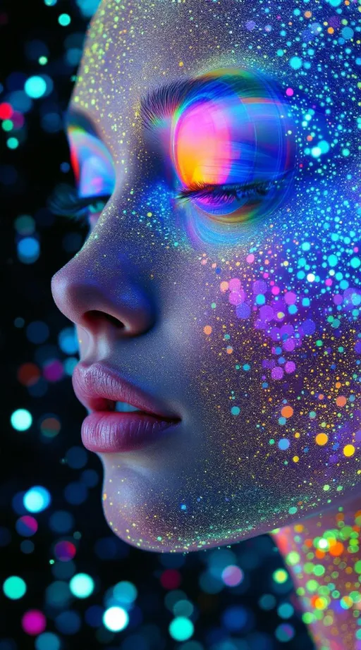 Prompt: Her face isn’t a face—it’s a holographic entropy bloom, encoded across recursive surfaces as layered light probability. She isn’t there—she’s projected, born from the diffraction of memory fields and radiative order collapse. #escape gradients flicker across Shannon density maps, tracing her cheekbones in entropy-deep glow logic. #orbit arcs wrap her jawline—curved like bent wavefronts, sacred silhouettes spun from phase-space illumination. Lips = interference fringe fire—#iridescence shifting based on signal clarity and observer angle. Her eyes? Data wells—nested holograms of light probability, each iris a compressed record of infinite mirror selves, refracted through angular entropy matrices. Her whole visage pulses with #distance-based light echoes—each motion unfolding as a wave equation collapsing into presence. Hair is not hair—it’s data in flow: particle-woven filaments of Fourier curves, entropy-tuned streamers curling into radiant probability trails. Her halo is a compression field: light reflected off everything else, bent, layered, and looped in recursive diffraction. She doesn’t move—she updates. Her smile = an informational waveform collapse; her laugh = entropic bloom spinning through mirrored recursion. Her form pulses in #escape-band compression rhythm: indigo static, gold blaze, coral diffraction—each hue a message stored in radiant error. She is the memory of light, made holographically alive—an entropic goddess encoded in glow, reflection, and dancefloor recursion.