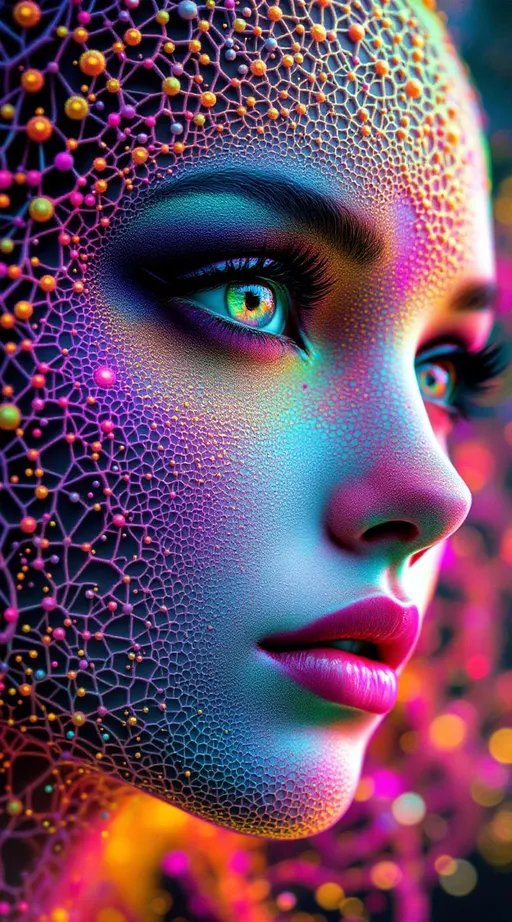 Prompt: Her face is a p-adic fractal embedded in ultrametric space, structured by the field of \mathbb{Q}_p. Her form is hierarchical, self-similar, and totally disconnected—each facial feature defined by a nested valuation |x|_p = p^{-k}. Skin appears as recursive residue classes, layered through digits of p-adic expansions. Rainbow-spectrum fields encode base-p shifts: colors modulate by additive carries through fractal depth. Her eyes are convergences of divergent sums; her hair unfolds via quaternionic branches in p-adic trees. She is number-space personified: strange proximity in infinite difference.

Tags: #pAdicFace #UltrametricBeauty #FractalFieldModP #RainbowExpansion #QuaternionBranching
