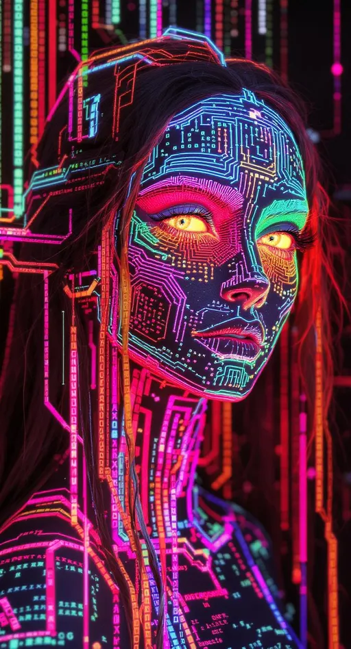 Prompt: Her face is not computable—an oracle Turing machine instantiated in rainbow light. Her features are halting-set boundaries: chin etched at the edge of decidability, cheeks flickering in supertask recursion. Each eye scans non-recursive languages; her gaze triggers jumps in the arithmetic hierarchy. Color arises from Gödel-coded values in unprovable statements—rainbow as logical spectrum. Hair streams from quaternion state transitions through non-deterministic automata. She is the form of unknowability made luminous.

Tags: #TuringOracleFace #UndecidableGeometry #RainbowCode #HaltingBeauty #QuaternionTapes