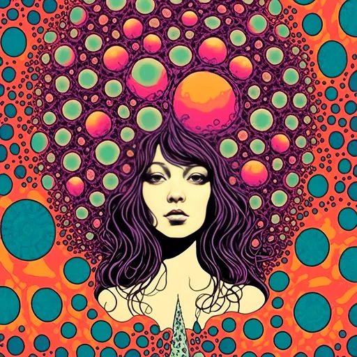 Prompt: <mymodel>Psychedelic poster art of a girl, vibrant colors, trippy visuals, surreal mushrooms, high-quality, detailed illustration, psychedelic, poster art, vibrant colors, surreal, girl, mushrooms, trippy visuals, detailed, professional, surrealistic lighting