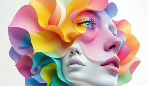 Prompt: Her face is a hypersurface of constant topological type within a foliated 4-manifold. Each feature a leaf in the foliation \mathcal{F}, the structure defined by differential forms on TM. Her expression arises from holonomy flows—eyes trace monodromy paths between sheets of geometry. The rainbow glimmer of her skin is not pigment, but leafwise spectral curvature, light diffracted along tangent bundles. Her hair emanates from quaternion foliation vector fields, warping across normal bundle directions. She is the lamination of form—face distributed across layered worlds.

Tags: #FoliationFace #4ManifoldLayers #LeafwiseLight #QuaternionFieldFlow #RainbowGeometry
