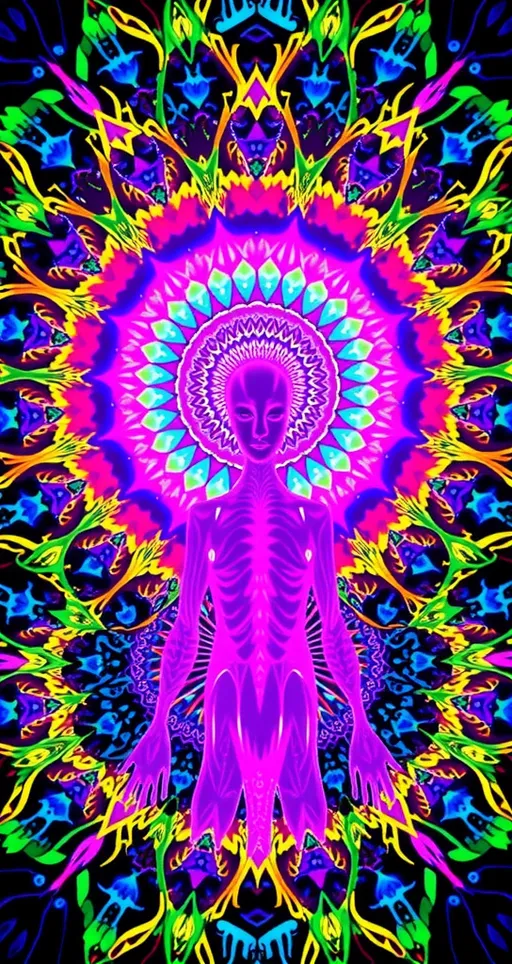 Prompt: dmt realm, human experiencing DMT, dmt entity, psychedelic DMT hallucinations, breakthrough, Gotcha! Here you go: kaleidoscopic, fractals, geometric patterns, neon colors, iridescent hues, sacred geometry, mandalas, entities, hyperspace, cosmic artistry, telepathic communication, vibrant, swirling, morphing, hyper-real, alternate dimension, intricate designs, visual symphony, ethereal, transcendent, otherworldly, luminous, shimmering, pulsating, infinite, timeless, interconnected, energetic, mystical, surreal, profound, mind-bending, celestial, astral, vivid, intense, immersive, expansive, transformative, euphoric, visionary, enchanted, dreamlike, awe-inspiring.