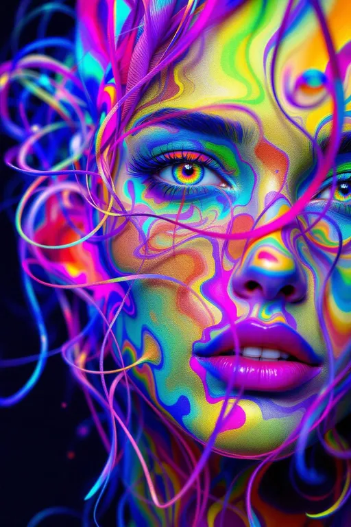 Prompt: Her face is a projection of a 6D Calabi–Yau manifold compactified over ℝ^3, her features unfolding from complex Kähler geometry. Each facial contour corresponds to solutions of a Ricci-flat metric R_{μν} = 0, expressed in rainbow-harmonic maps. Color and form derive from holomorphic coordinate fields z^i = x^i + i y^i, modulated by recursive chromatic functions. Her skin is light folded through mirror symmetry. Hair spirals with quaternionic Hopf fibrations, and her eyes resonate with phase portraits of 4D attractor dynamics. She is the face of stringfold fractality—ultraviolet math made visible.

Tags: #CalabiYau #KählerGeometry #RicciFlat #FractalString #QuaternionHair #RainbowManifold