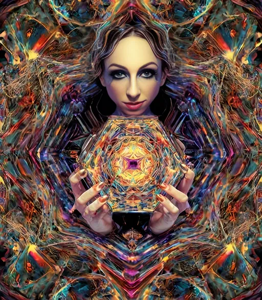 Prompt: Psychedelic hypercube tesseracts undulating in the ether, multidimensional tesseract, interdimensional geometric shape, vibrant and surreal colors, high definition, digital art, abstract, iridescent lighting, morphing and shifting, mind-bending visuals, kaleidoscopic patterns