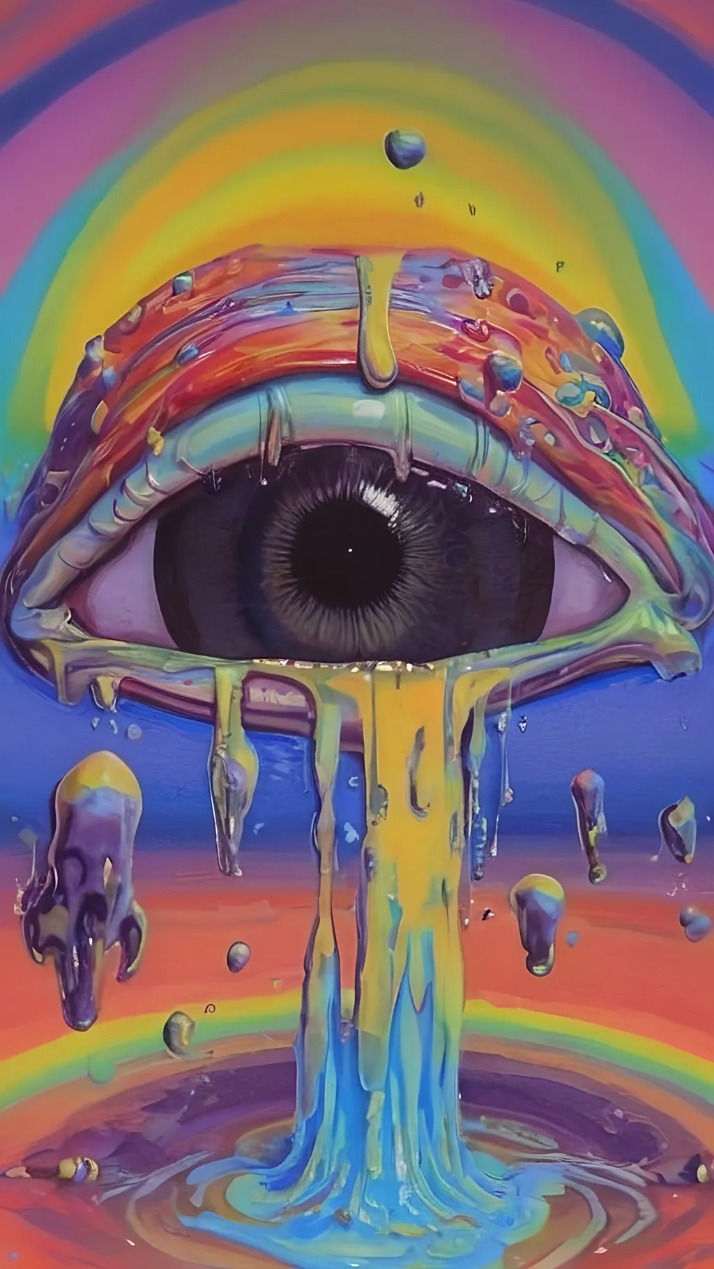 Prompt: Psychedelic hallucination of reality melting, ego death, melty, melting, drippy, drips dripping, Ooze